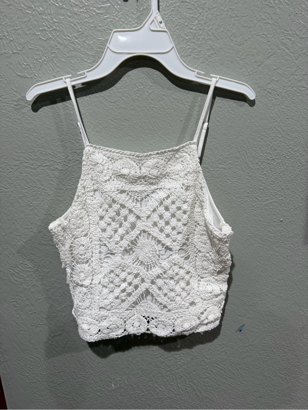love on a hanger White Crochet Crop Camisole